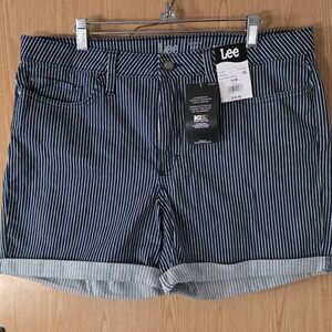 Lee Women's Navy Striped Jean Shorts